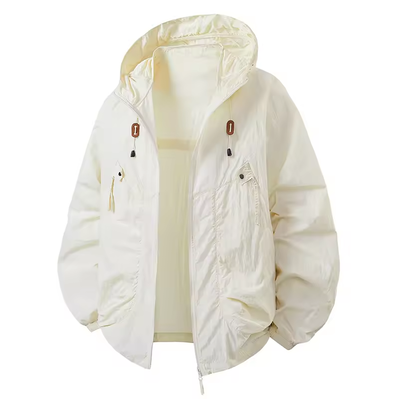 Waterproof Hooded Walking Jacket Lightweight All Weather White Jacket & Coats