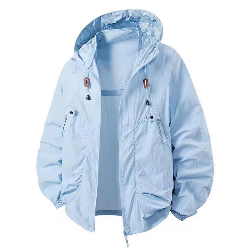 Waterproof Hooded Walking Jacket Lightweight All Weather Blue Jacket & Coats