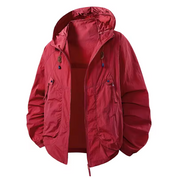 Waterproof Hooded Walking Jacket Lightweight All Weather Red Jacket & Coats