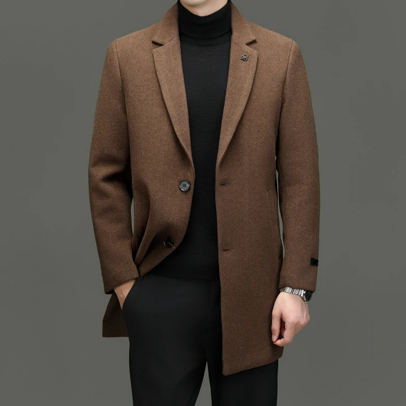 Wool Overcoat For Winter Warmth Classic Coat For Men Women Brown Men Jacket