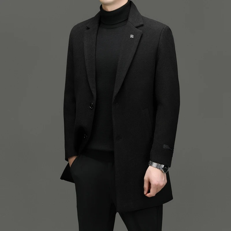 Wool Overcoat For Winter Warmth Classic Coat For Men Women Black Men Jacket