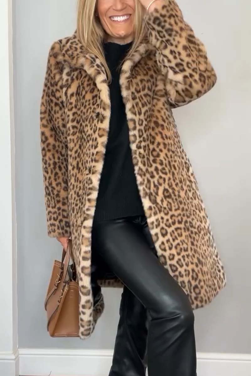 Leopard Print Coat Women Chic Warm Cozy Winter Outerwear - OKOHOKO™ FASHION