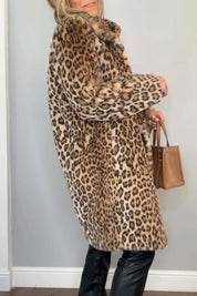 Leopard Print Coat Women Chic Warm Cozy Winter Outerwear - OKOHOKO™ FASHION