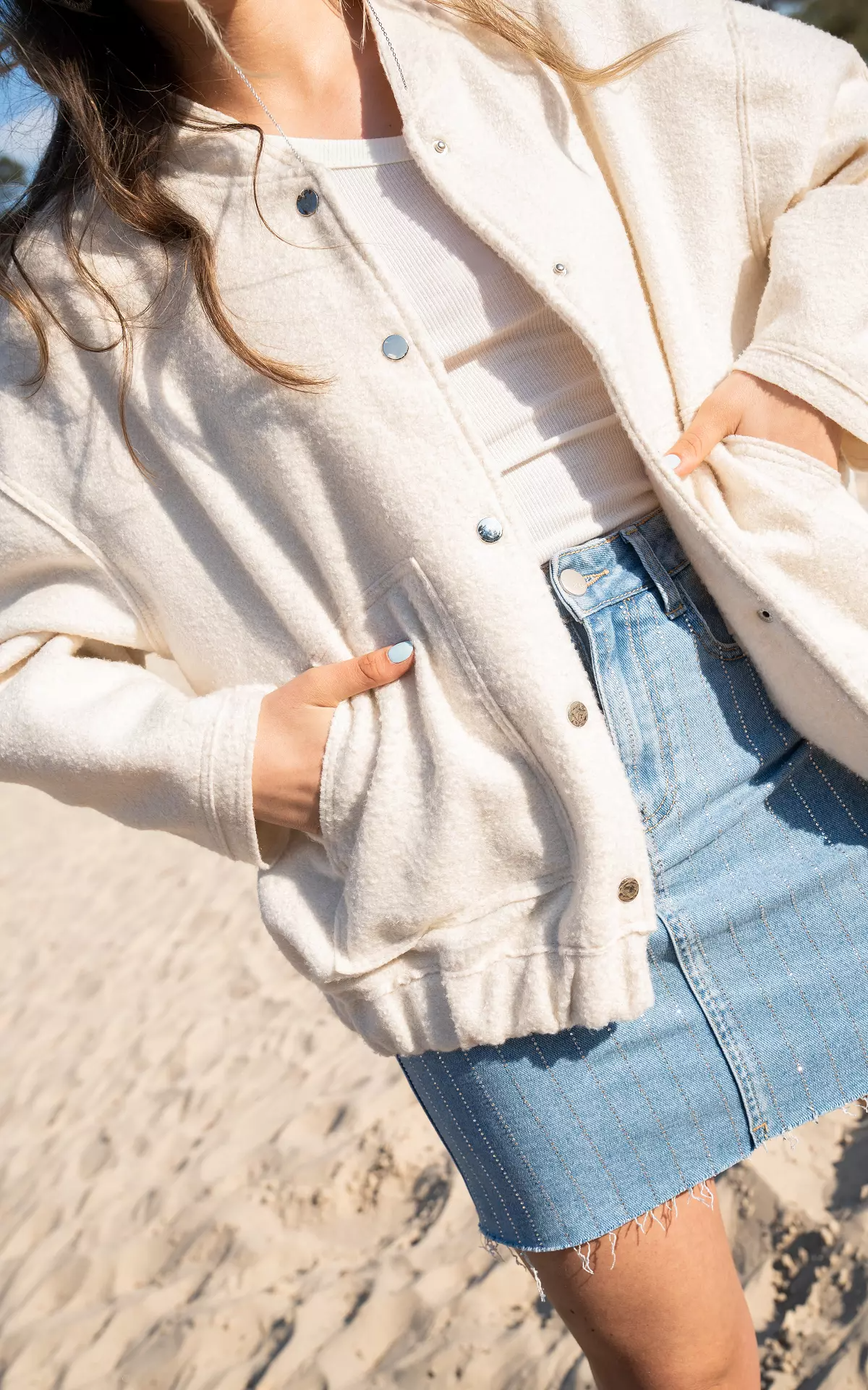 Womens Oversized Tweed Bomber Jacket Cozy Autumn Style - OKOHOKO™ FASHION