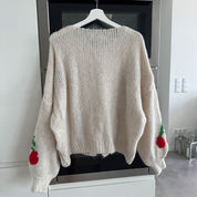Soft Beige Bow Tie Cardigan With Lightweight Knit Fabric - OKOHOKO™ FASHION