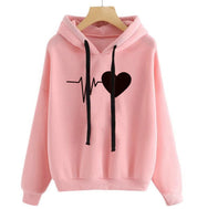Heart-Print Streetwear Hoodie Pink Hoodie