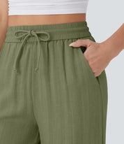 Elegant Linen Wide‑Leg Pants Women Pants
