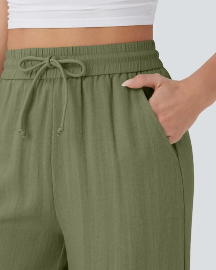 Elegant Linen Wide‑Leg Pants Women Pants
