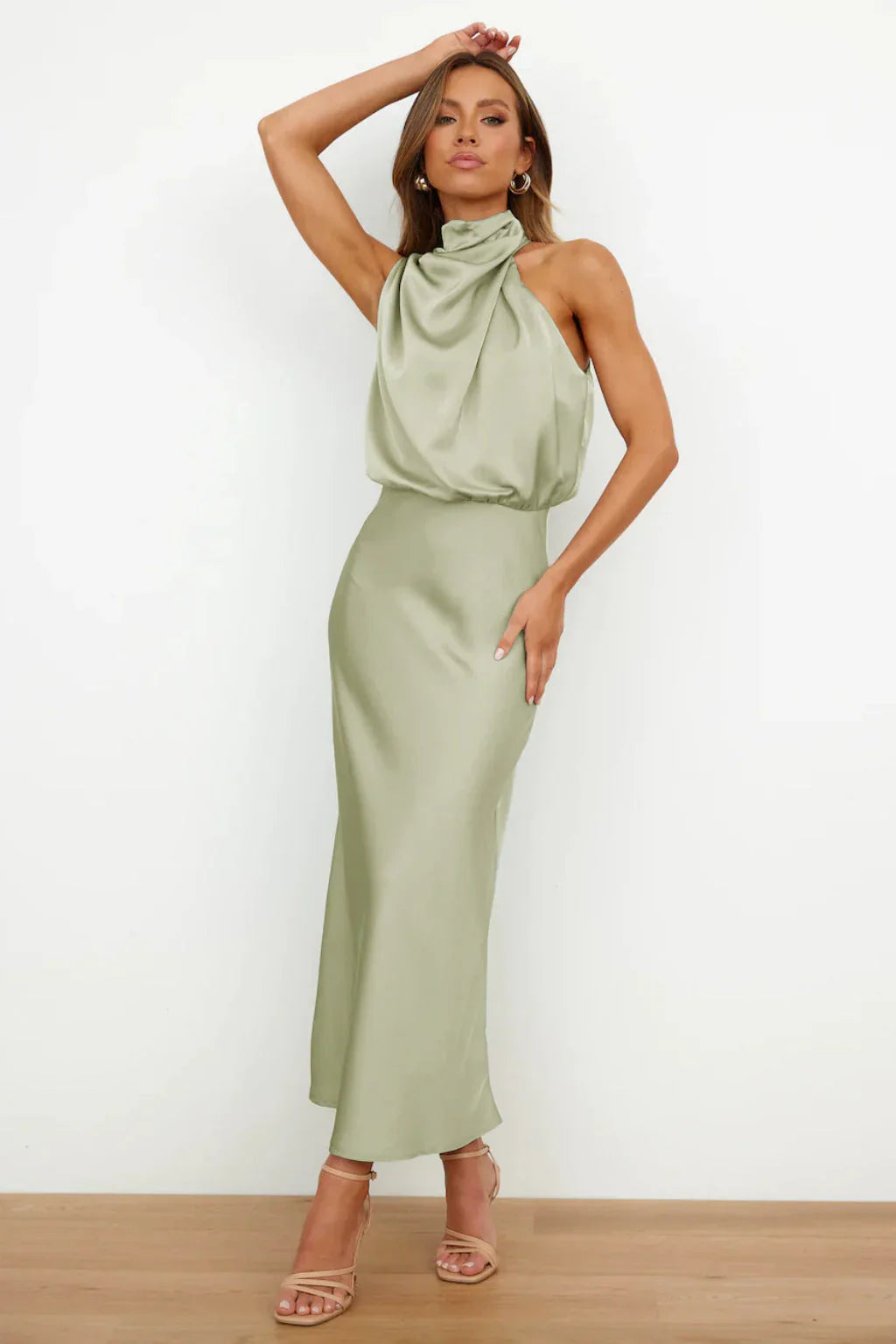 Imelda Satin Halter Evening Dress Dress