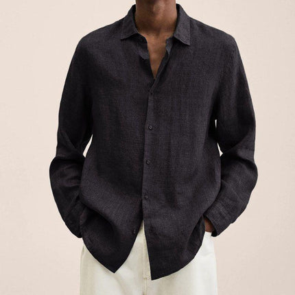 Men's Elegant Linen Shirt Black Shirts