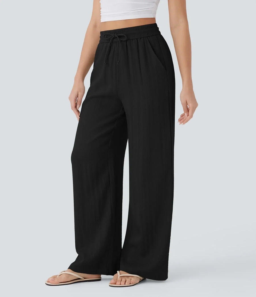 Elegant Linen Wide‑Leg Pants Women Pants