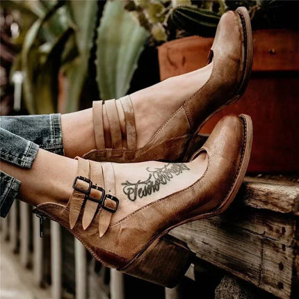 Comfortable and Elegant Thick-heeled Shoes Woman Shoes