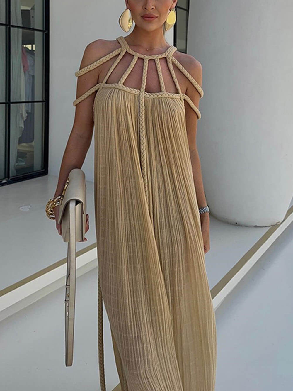 Cover Up Draped Braids Maxi Dress Dresses