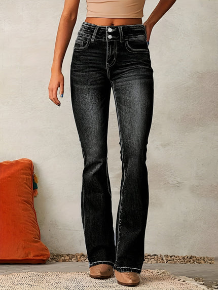 Alana | High Waist Flared Jeans Black
