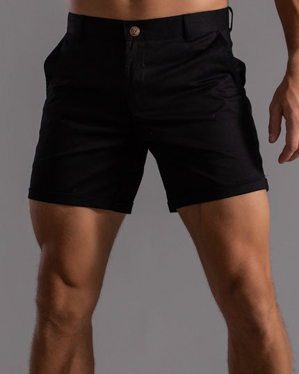 Men's Summer Linen Shorts with Pockets Black Men Shorts