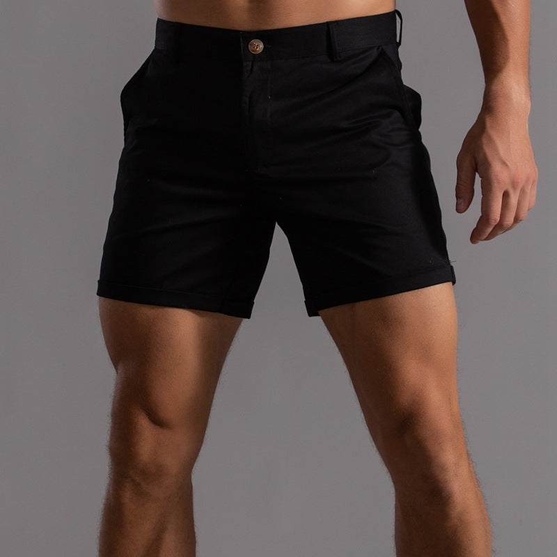 Men's Summer Linen Shorts with Pockets Black Men Shorts