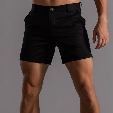 Men's Summer Linen Shorts with Pockets Black Men Shorts