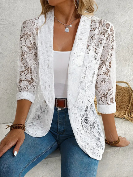 Deborah | Elegant Floral Lace Jacket White Jacket