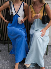 V-neck Contrasting Color Splicing Chic Dress Dresses