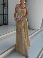 Cover Up Draped Braids Maxi Dress Khaki One Size Dresses