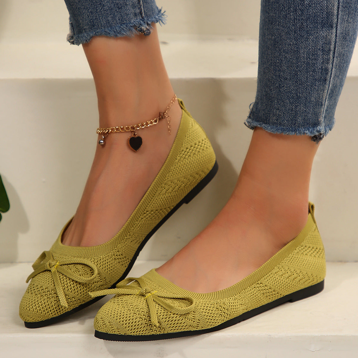 Bow Knitted Loafers Loafers