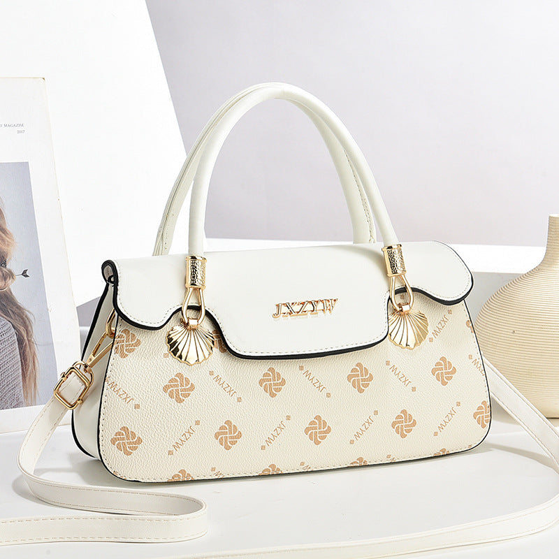 Vintage-Inspired Letter Print Women's Crossbody Handbag Beige Length 28 Width 9 Height 15cm Handbags
