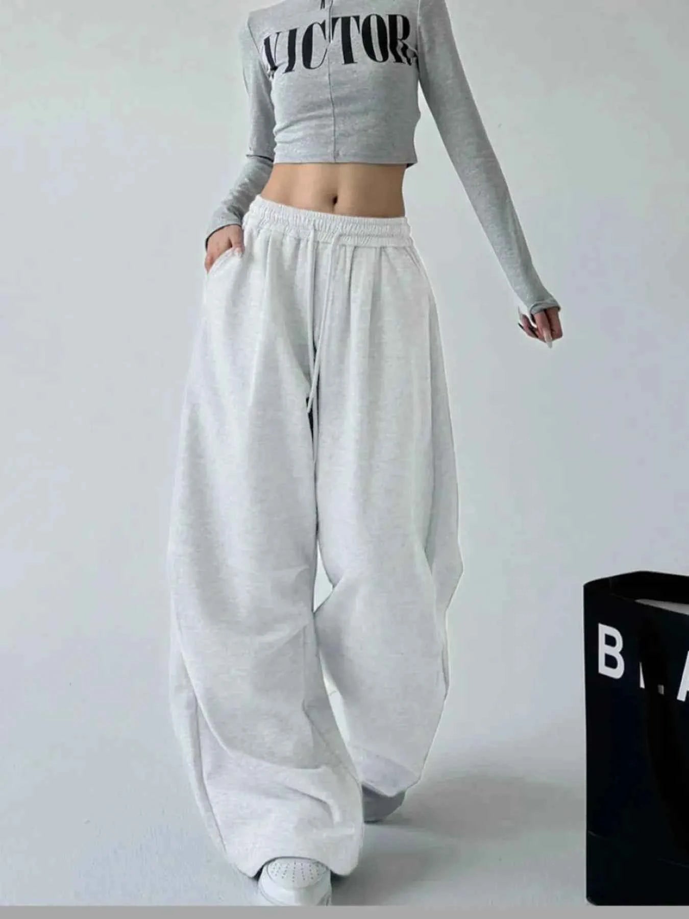 Oversized Wide Leg Drawstring Pants