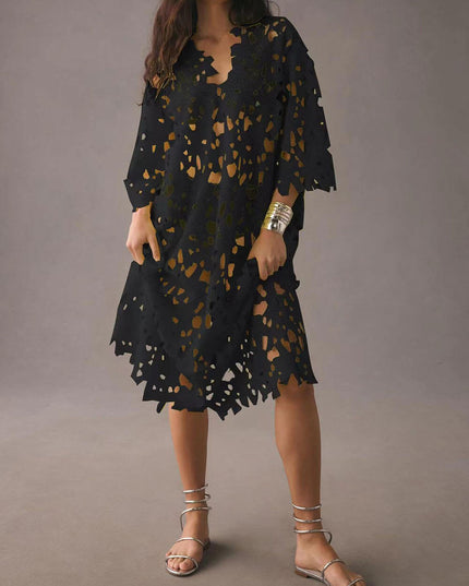 Cover Up Lace Beach Midi Dress Black One size Dresses