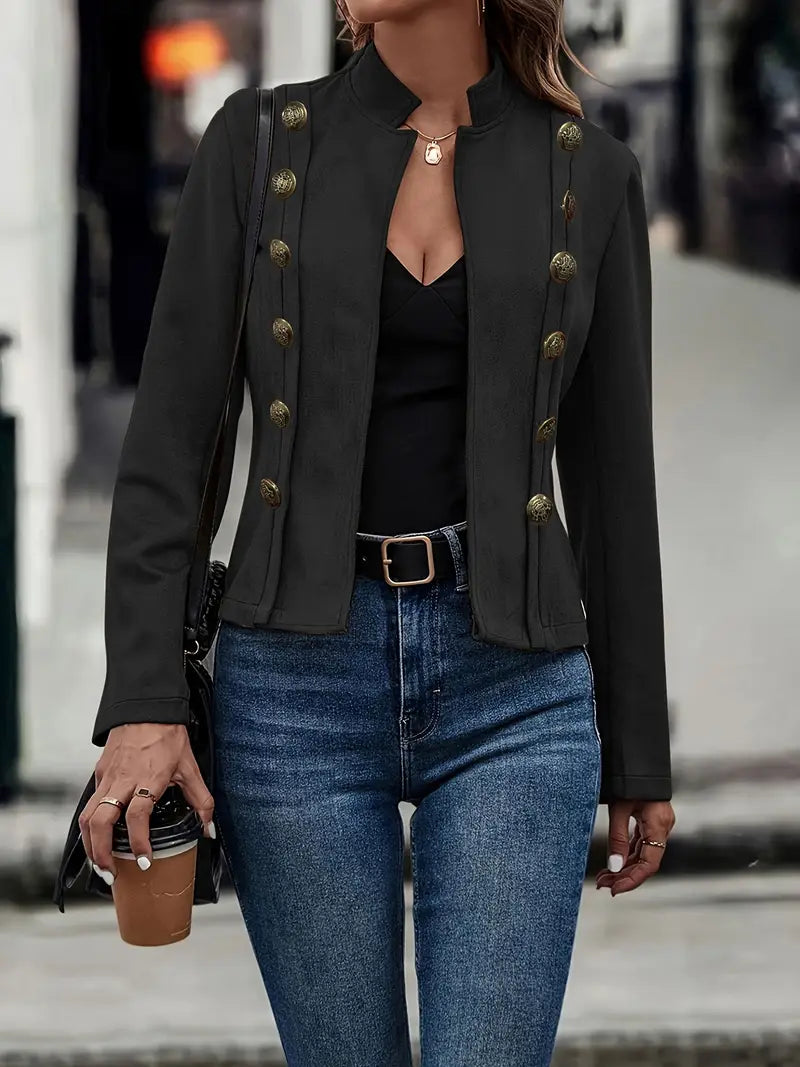 Claire | Buttoned Jacket Black Jacket