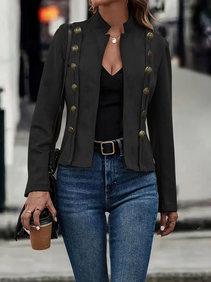 Claire | Buttoned Jacket Black Jacket
