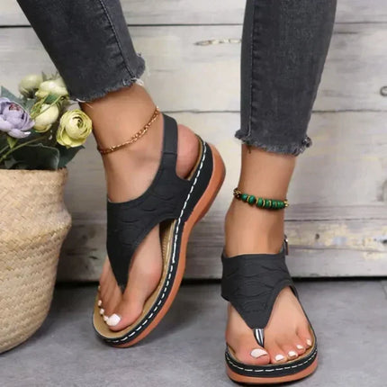 Women's Fashionable Leather Sandals Black Leather Sandals