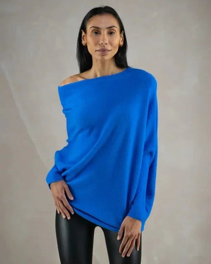Women's Elegant Cashmere Sweater Blue Sweater