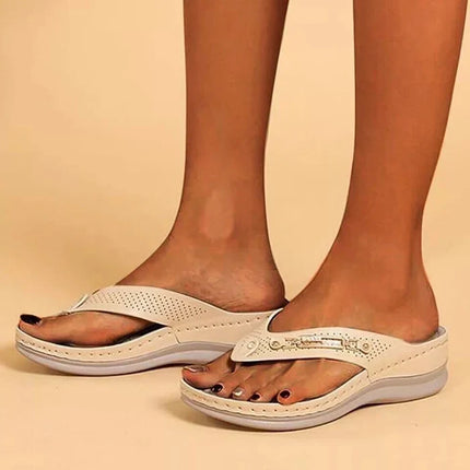 Alice Leroy | Alice Leroy Soft Padded Flip Flops Beige Sandals