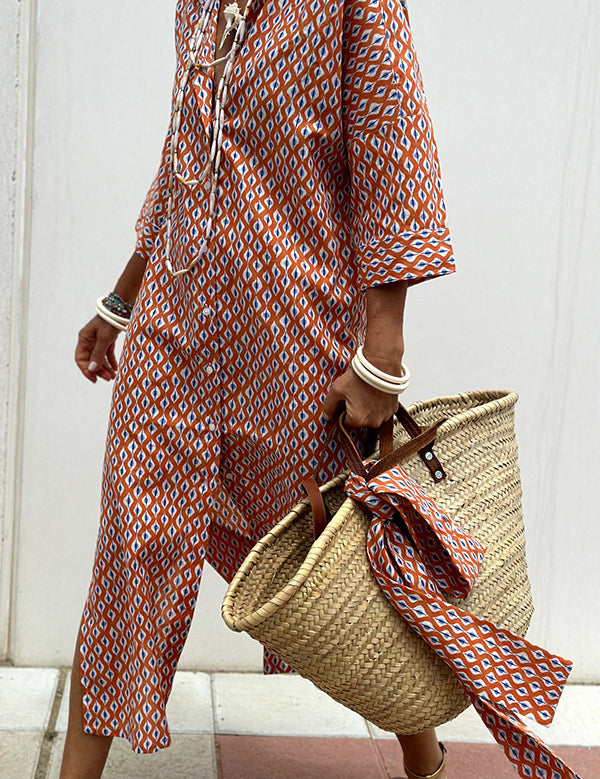Striped Shirt Dress With Belt Red Dresses