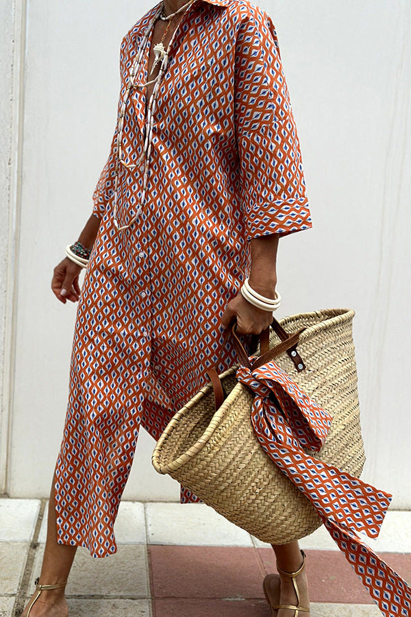 Striped Shirt Dress With Belt Red Dresses