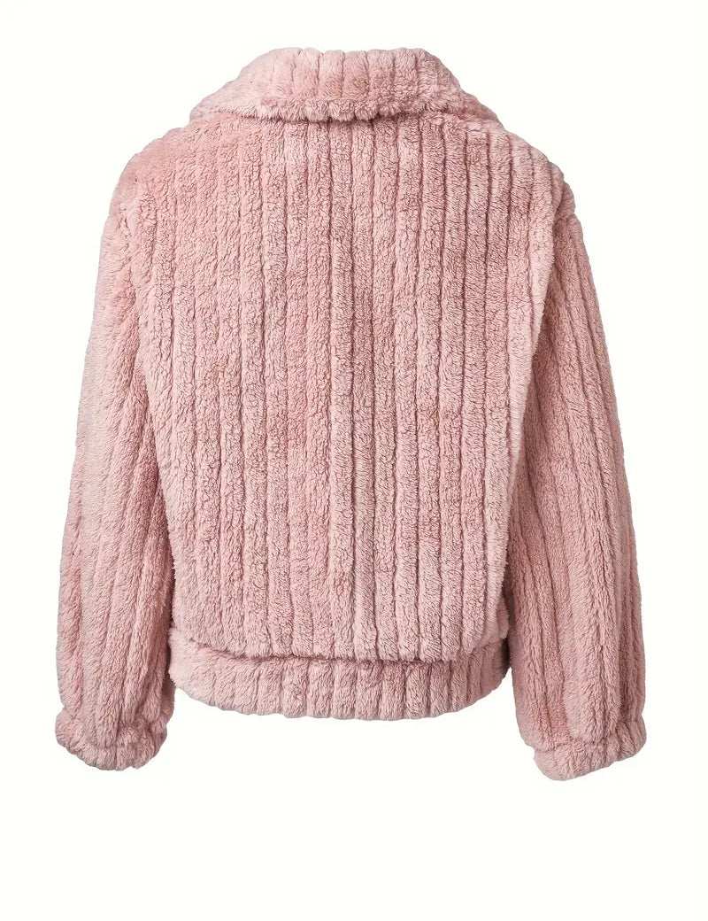 HINA - SOLID SINGLE BREASTED FUZZY COAT