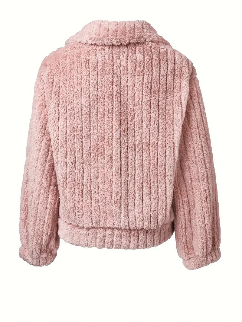 HINA™ - SOLID SINGLE BREASTED FUZZY COAT
