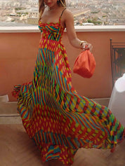 Elegant Personalized Painted Print A-Line Maxi Dress Dresses
