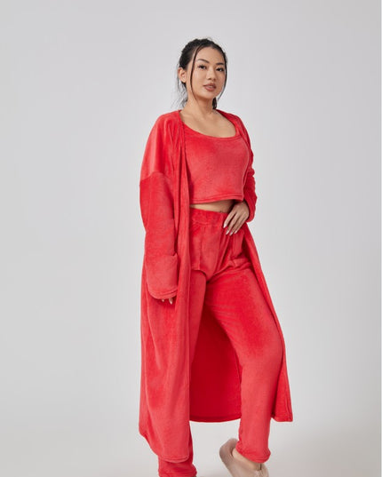 Cozy 3‑Piece Women's Lounge & Pajama Set Red Sets