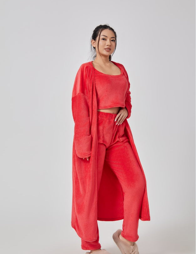 Cozy 3‑Piece Women's Lounge & Pajama Set Red Sets