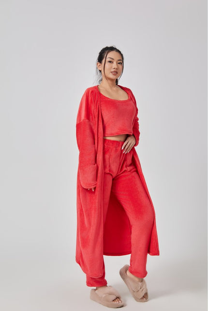 Cozy 3‑Piece Women's Lounge & Pajama Set Red Sets