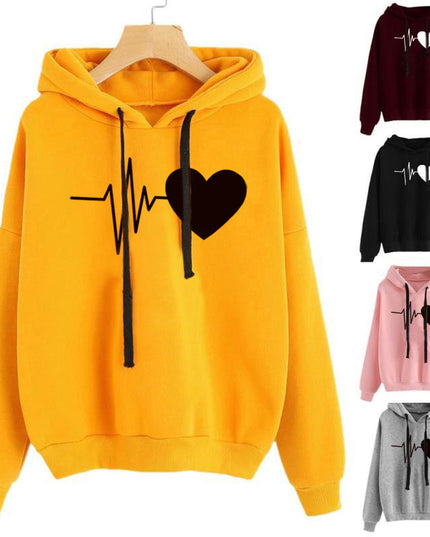 Heart-Print Streetwear Hoodie Hoodie