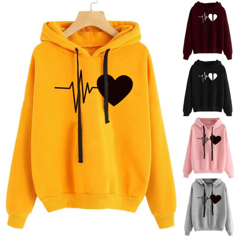 Heart-Print Streetwear Hoodie Hoodie