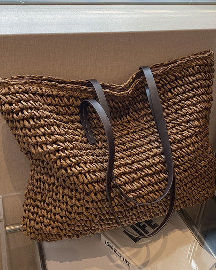 Women's Summer Woven Shoulder Bag Coffee Shoulder Bags