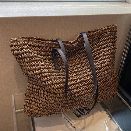 Women's Summer Woven Shoulder Bag Coffee Shoulder Bags