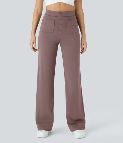 Jade | Elastic pants with high Waist Light purple Trousers