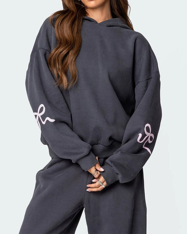 Sue™ | Bows & Bliss Sweat Set Gray Two piece set