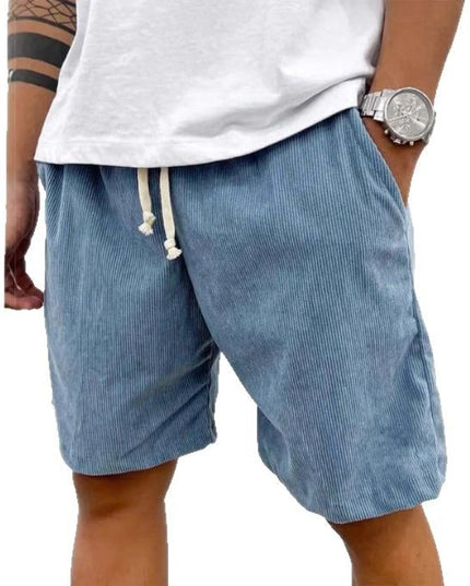 Men’s Corduroy Drawstring Shorts Blue Men Shorts