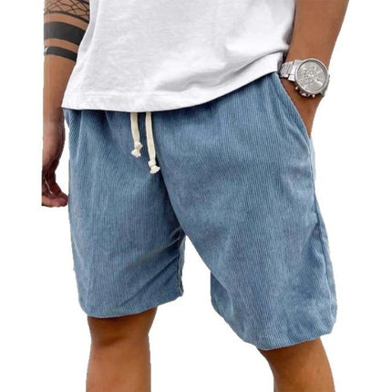 Men’s Corduroy Drawstring Shorts Blue Men Shorts