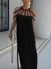Cover Up Draped Braids Maxi Dress Black One Size Dresses